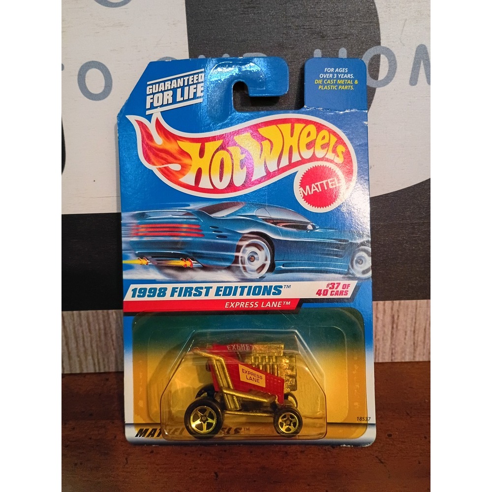 Hot Wheels 1998 First‎ Editions Express Lane 678 Gold Red Shopping Cart 18537